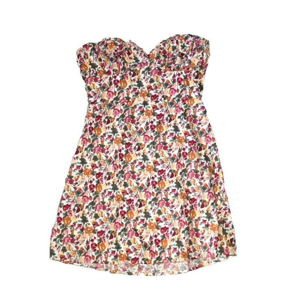 Hello Molly Floral Sundress Mini size XS Us 2 Cotton Rayon lining Pink Orange